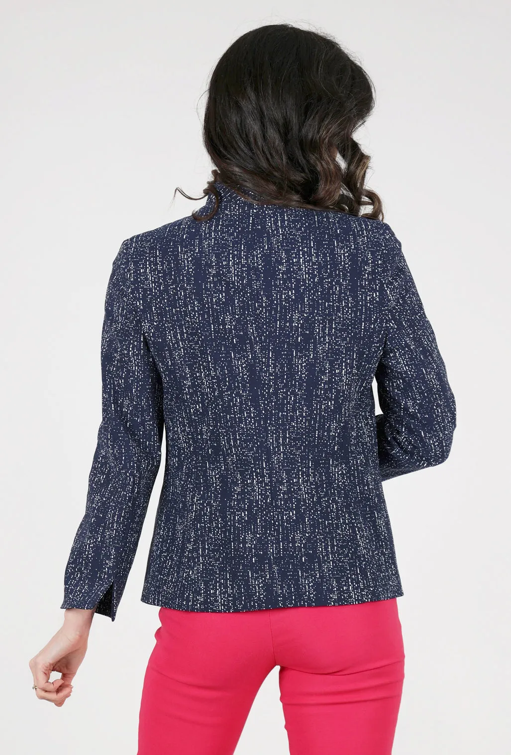 Modern Cool Shaped Print Jacket, Navy/White