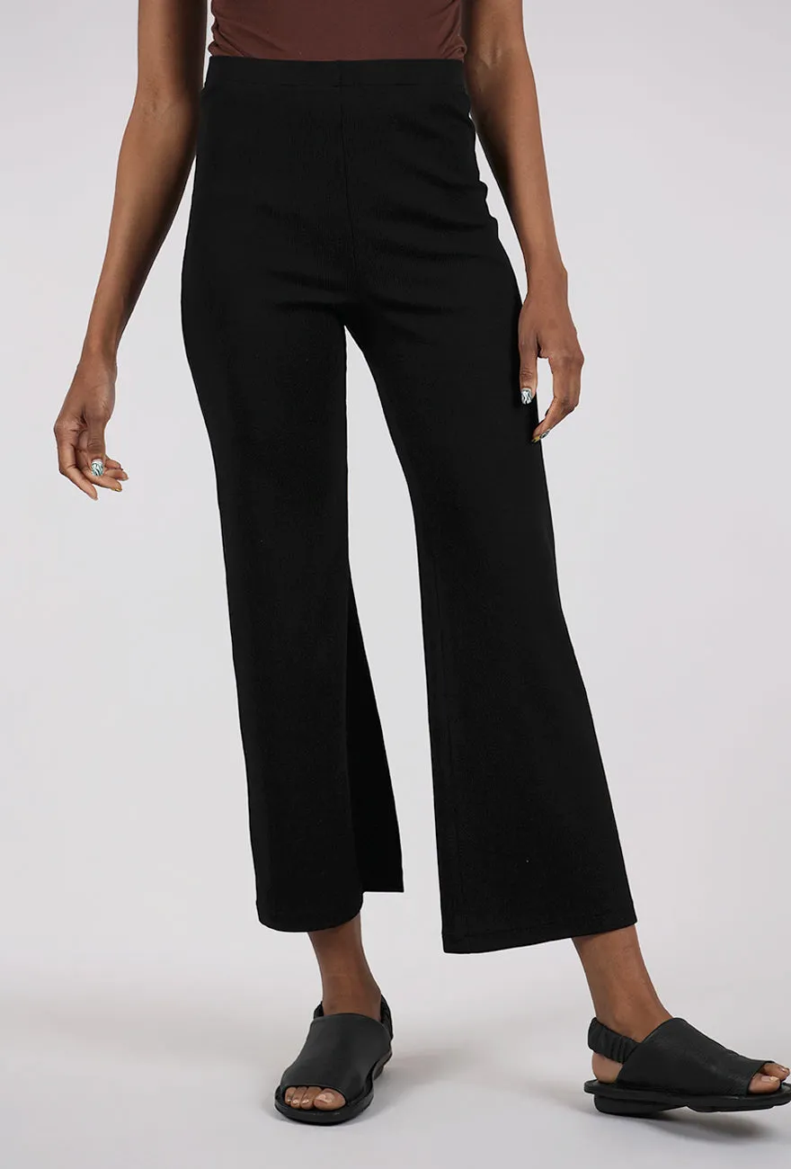 Rib Knack Pant, Black Neutral Tone Frayed hem
