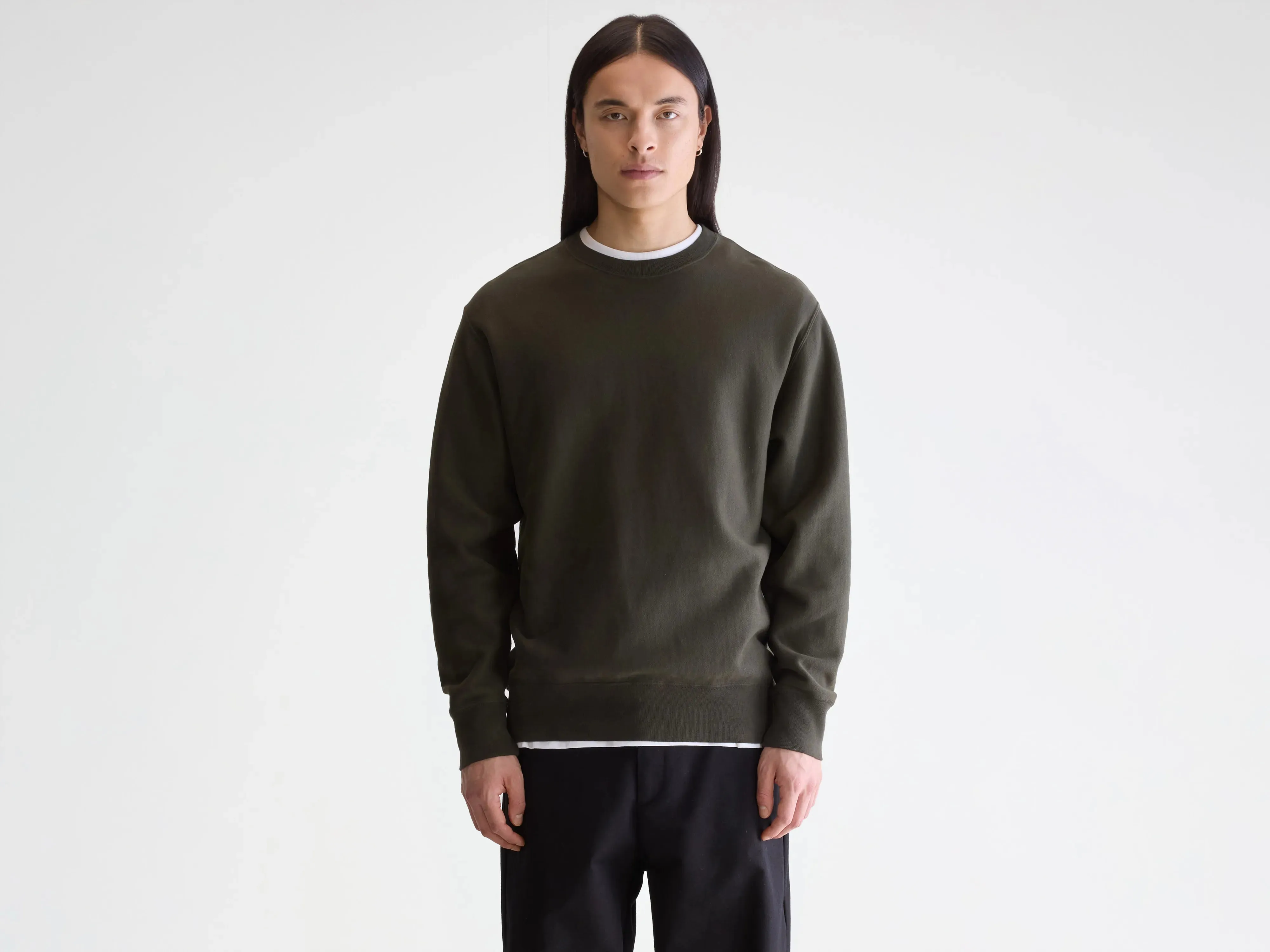 Urban Cool Breathable fabric Flake crewneck sweatshirt (252 / M / DARK OLIVE)