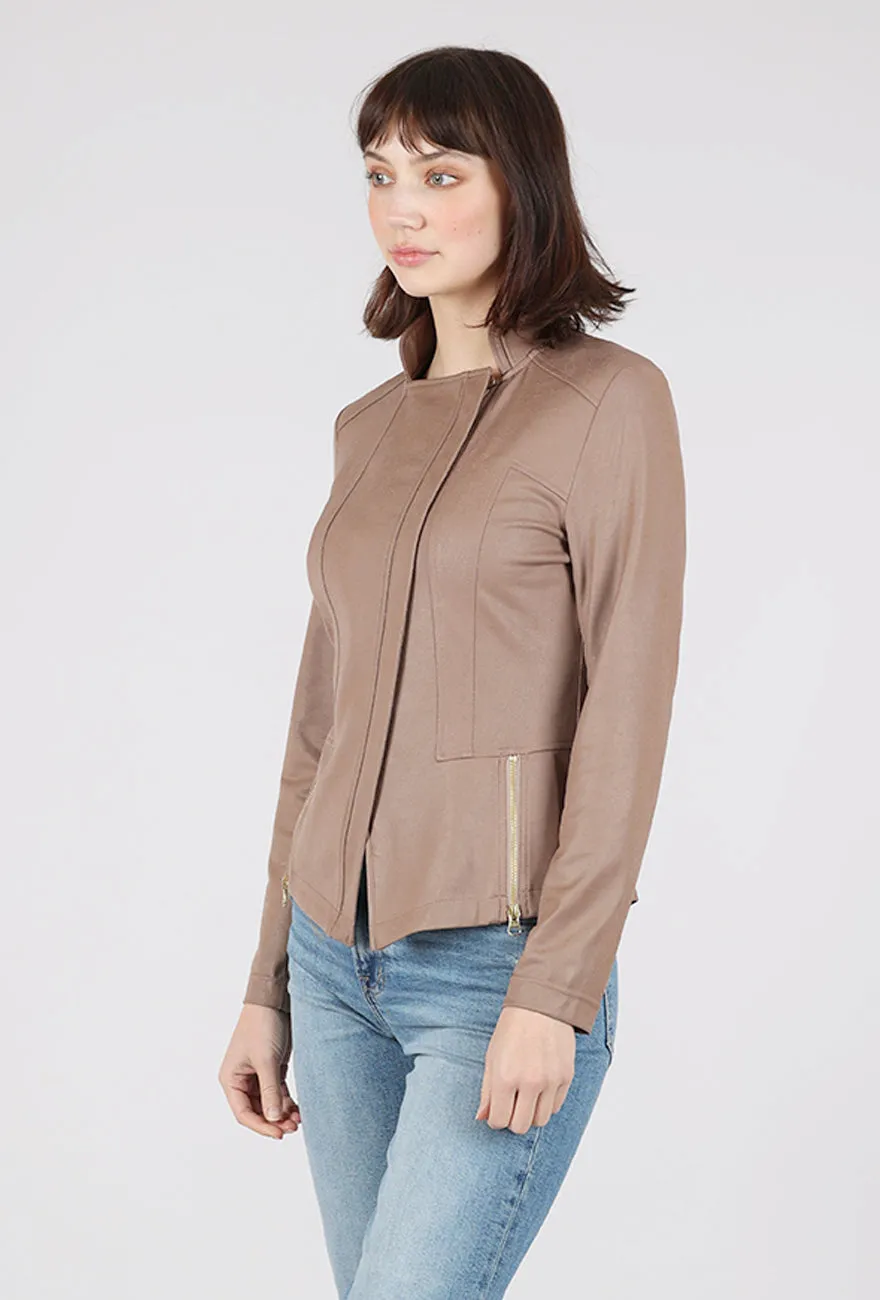 Modern Motion Fit Liquid 'Leather' Knit Jacket, Taupe
