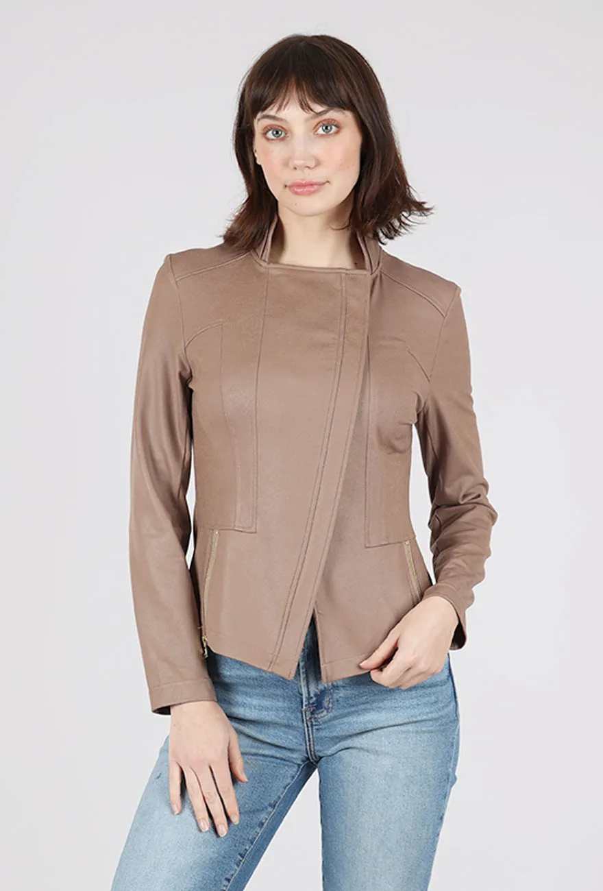Modern Motion Fit Liquid 'Leather' Knit Jacket, Taupe