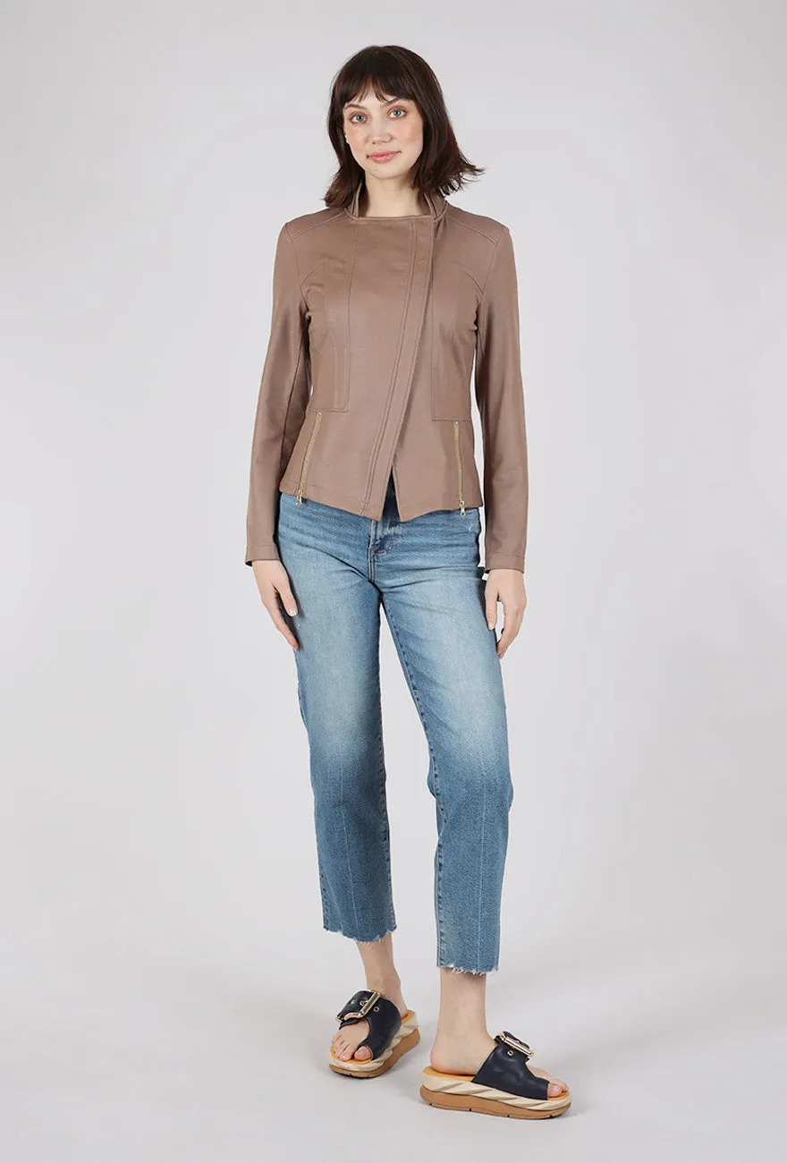 Modern Motion Fit Liquid 'Leather' Knit Jacket, Taupe