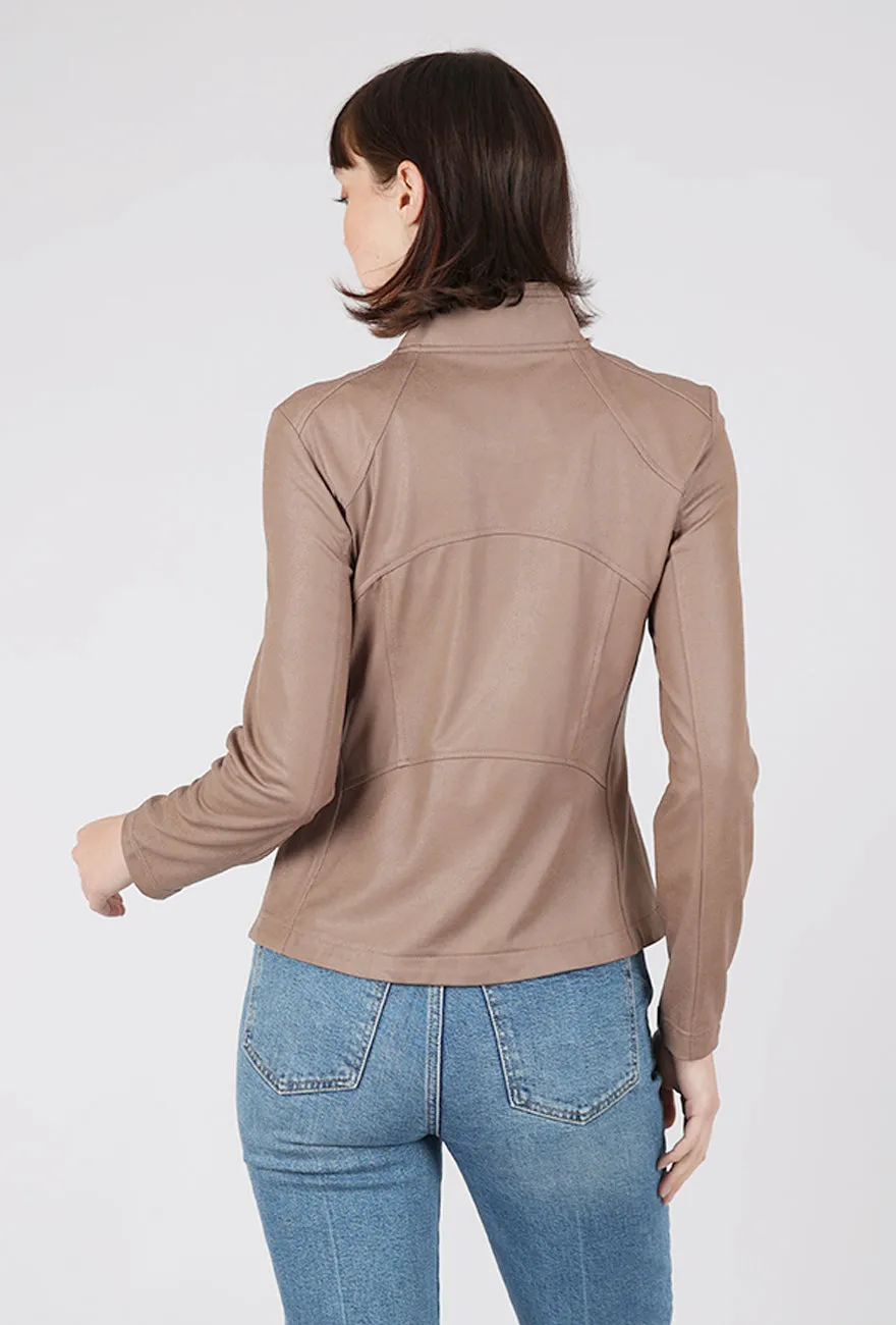 Modern Motion Fit Liquid 'Leather' Knit Jacket, Taupe