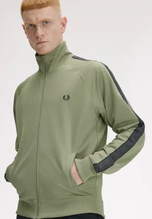 Fred Perry - Contrast Tape Olive/Anchor Grey - Track Jacket Music Zipper Closure