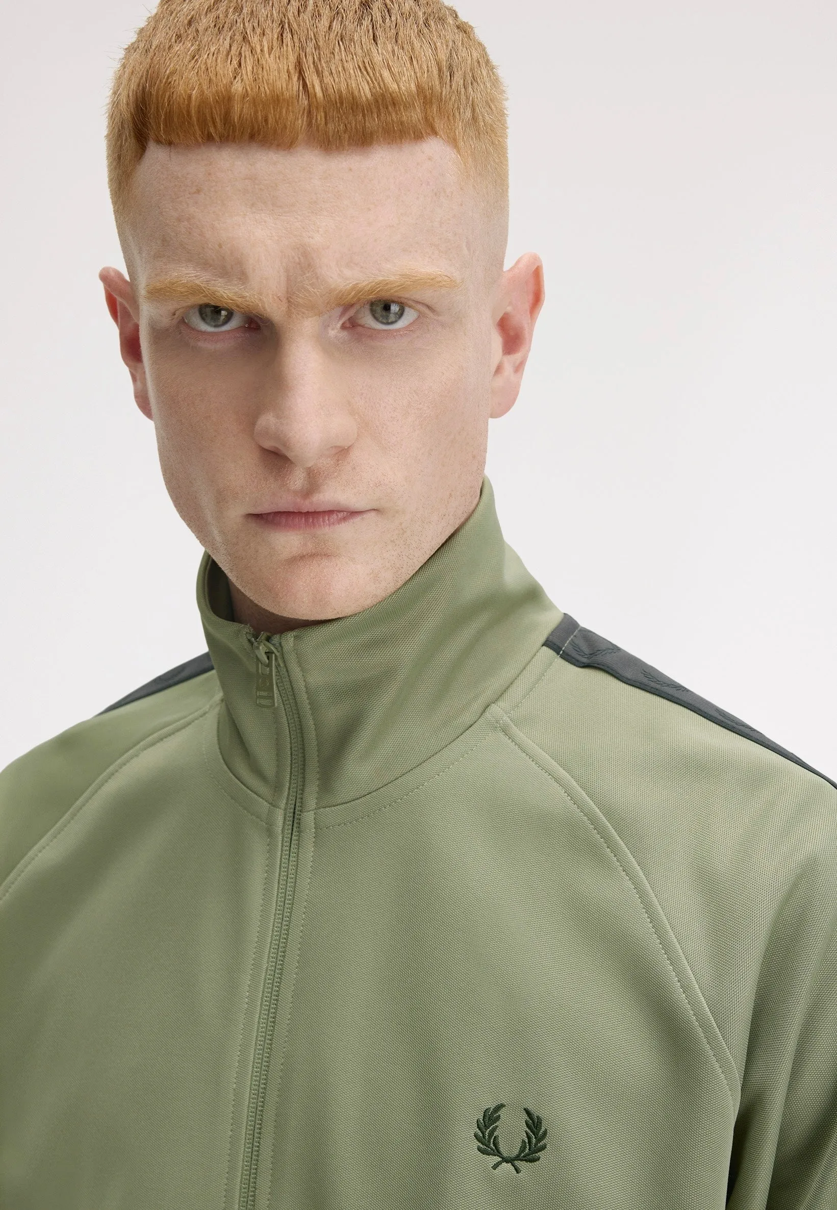 Modern Outerwear Fred Perry - Contrast Tape Olive/Anchor Grey - Track Jacket