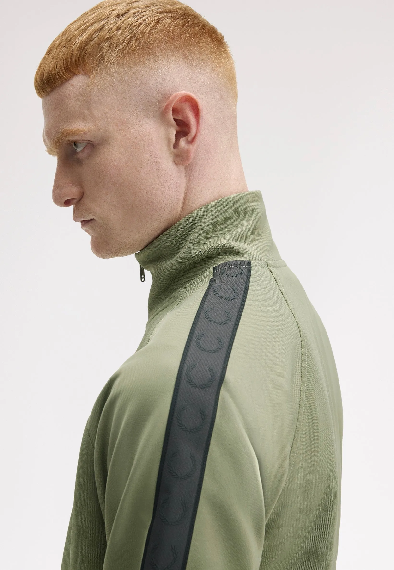 Modern Outerwear Fred Perry - Contrast Tape Olive/Anchor Grey - Track Jacket