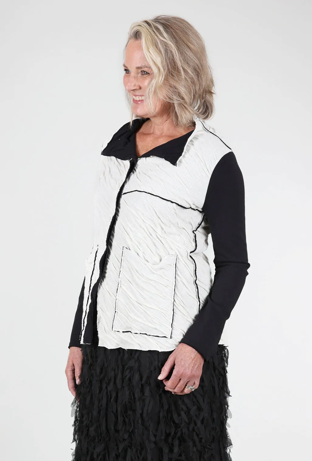 Modern Style Candace Knit Jacket, White/Black