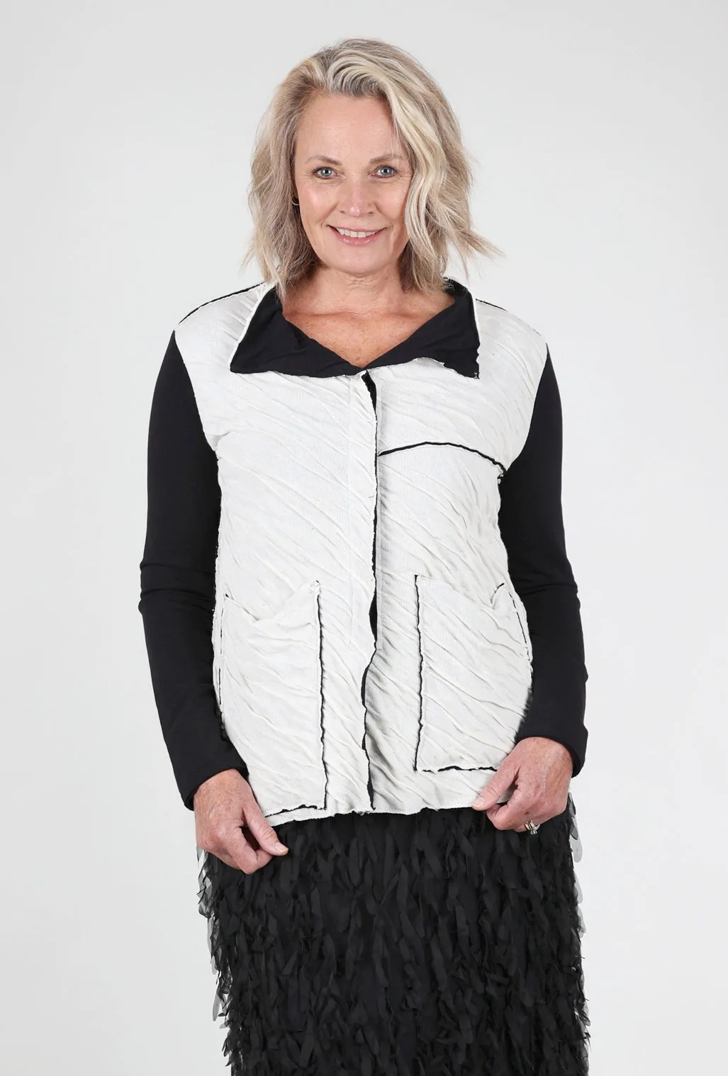 Candace Knit Jacket, White/Black Trendy Protection Adult