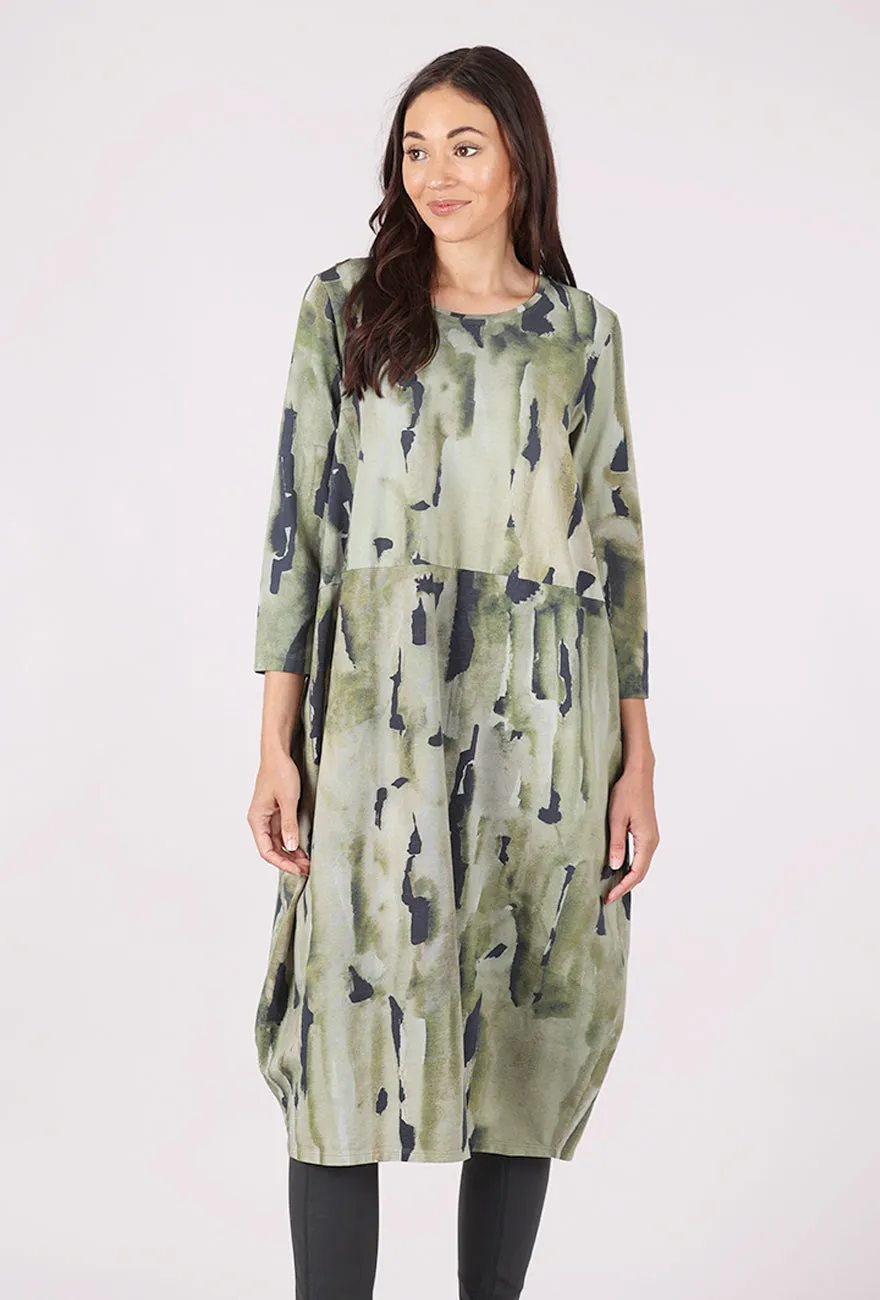 Jersey Lantern Dress, Abstract Sage Shine Soft Lace Ease