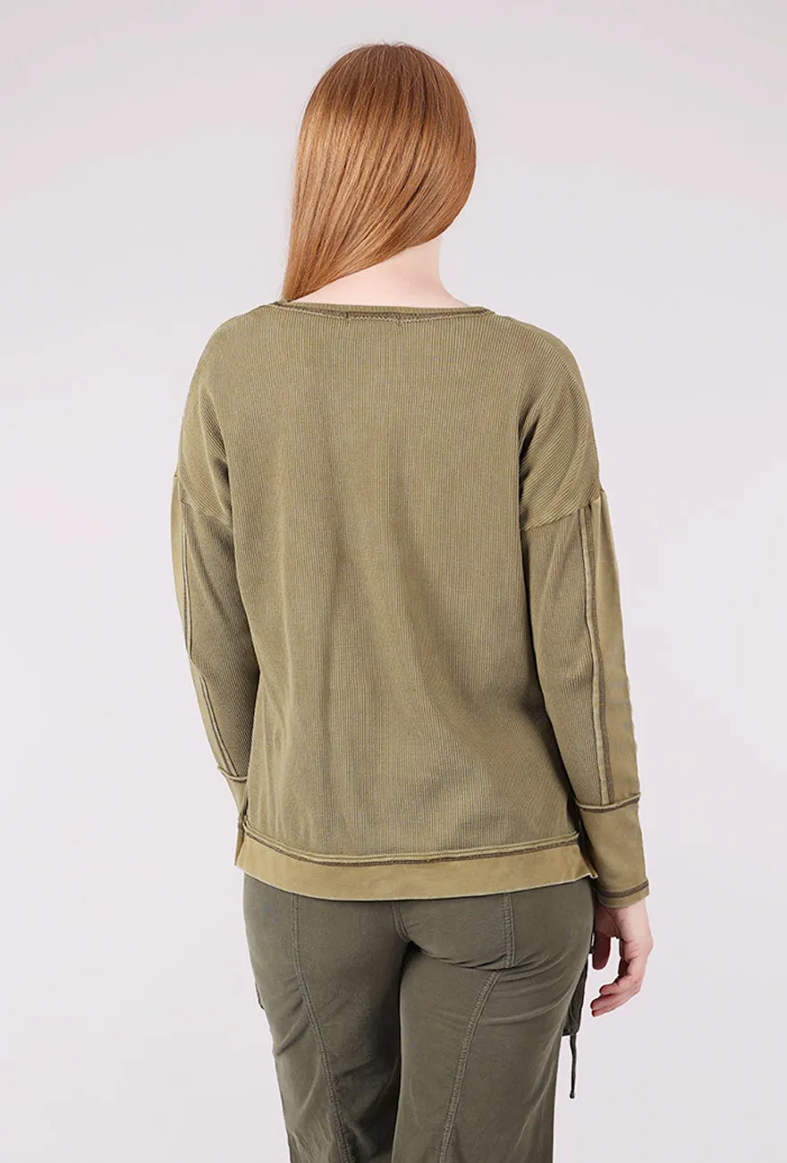 moisture - wicking Waffle Knit Boxy Crew, Willow