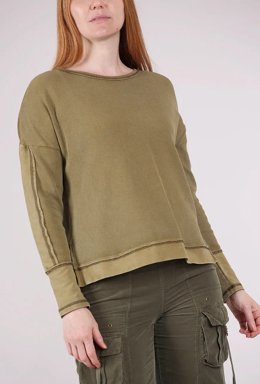moisture - wicking Waffle Knit Boxy Crew, Willow