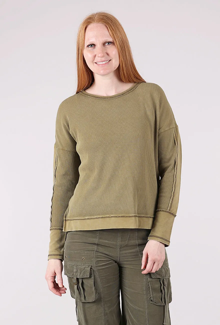 moisture - wicking Waffle Knit Boxy Crew, Willow