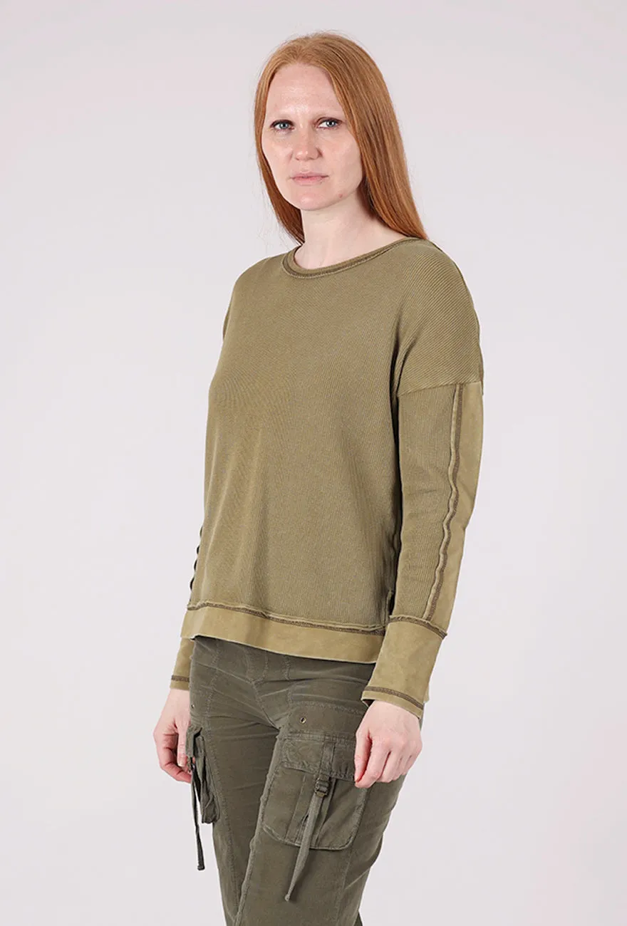 moisture - wicking Waffle Knit Boxy Crew, Willow