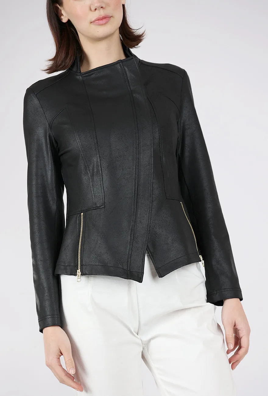 Motion Based Fit Liquid 'Leather' Knit Jacket, Black