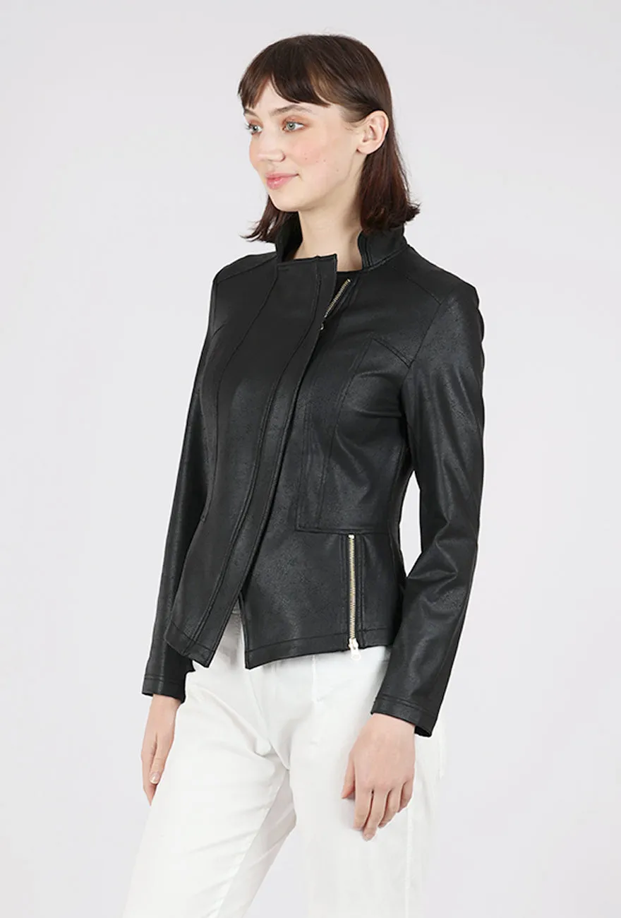 Motion Based Fit Liquid 'Leather' Knit Jacket, Black