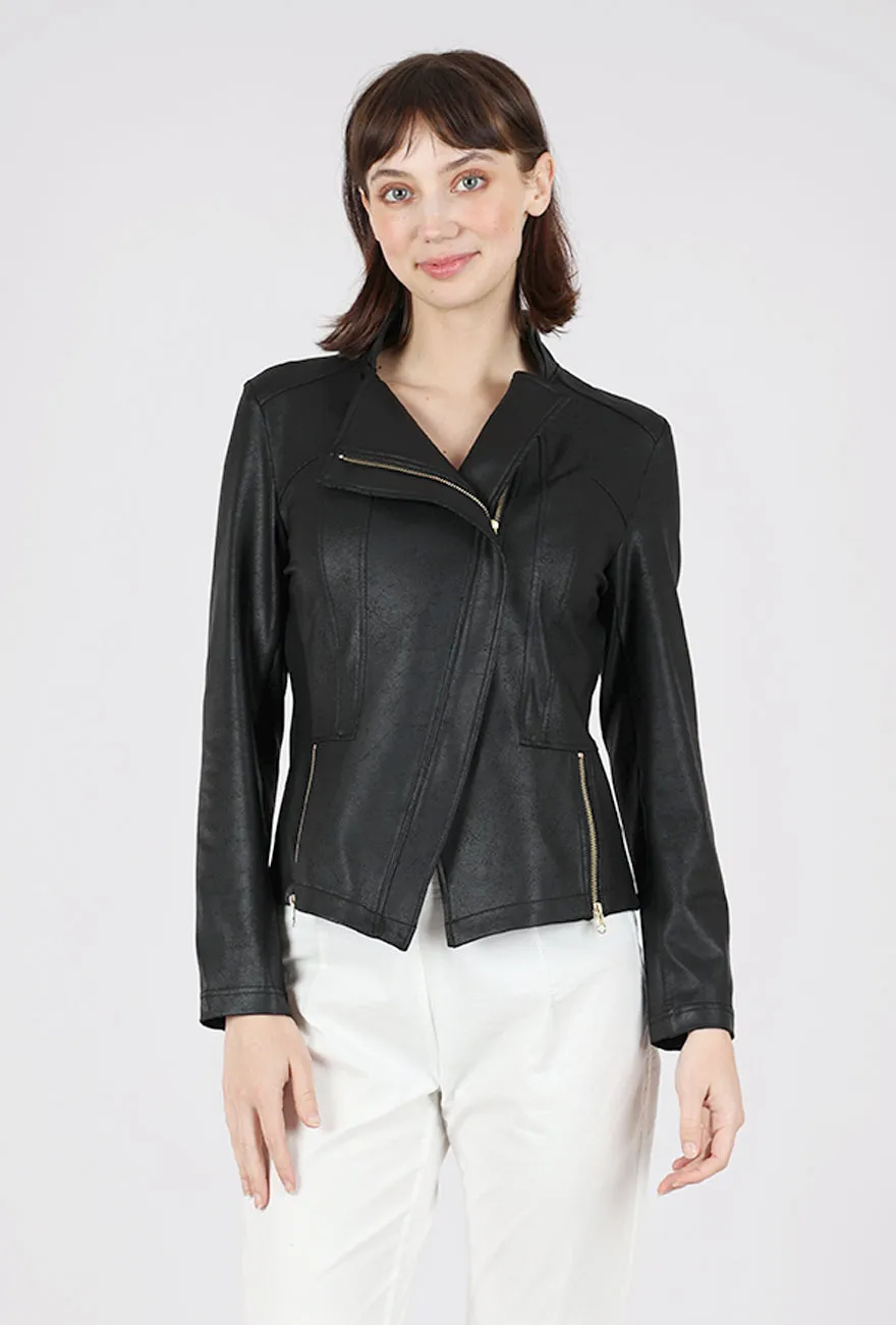 Motion Based Fit Liquid 'Leather' Knit Jacket, Black