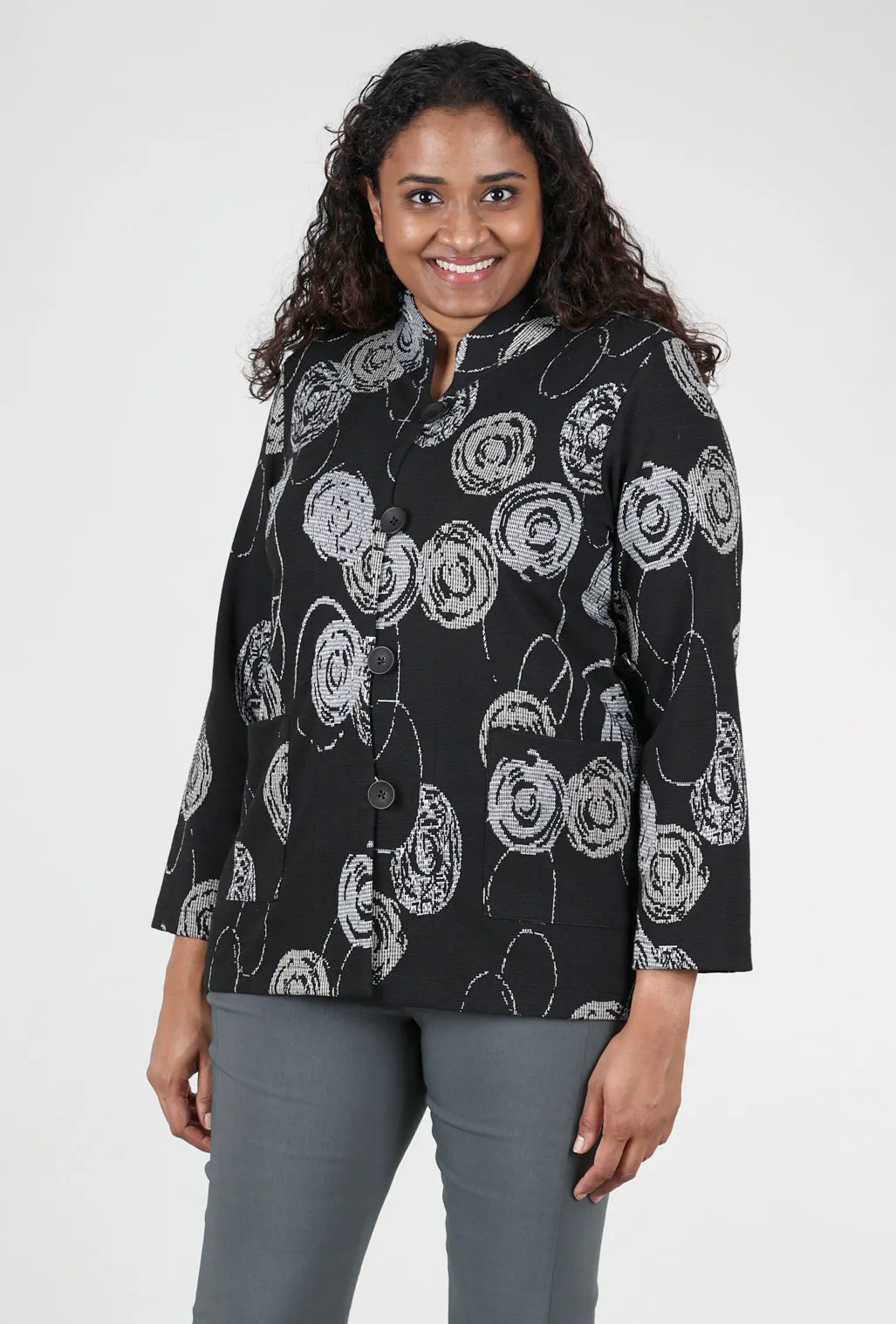 Style Statement Jacquard Jenny Jacket, Black/Tan