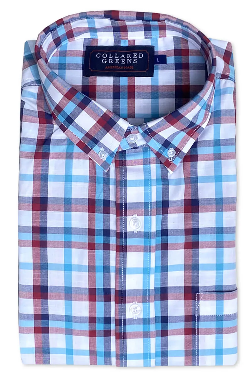 moto ride Rowland: Brookline Button Down Shirt - Blue/Red