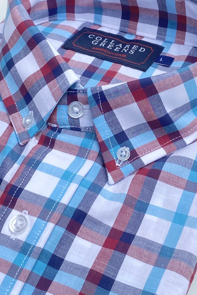 Rowland: Brookline Button Down Shirt - Blue/Red light shades