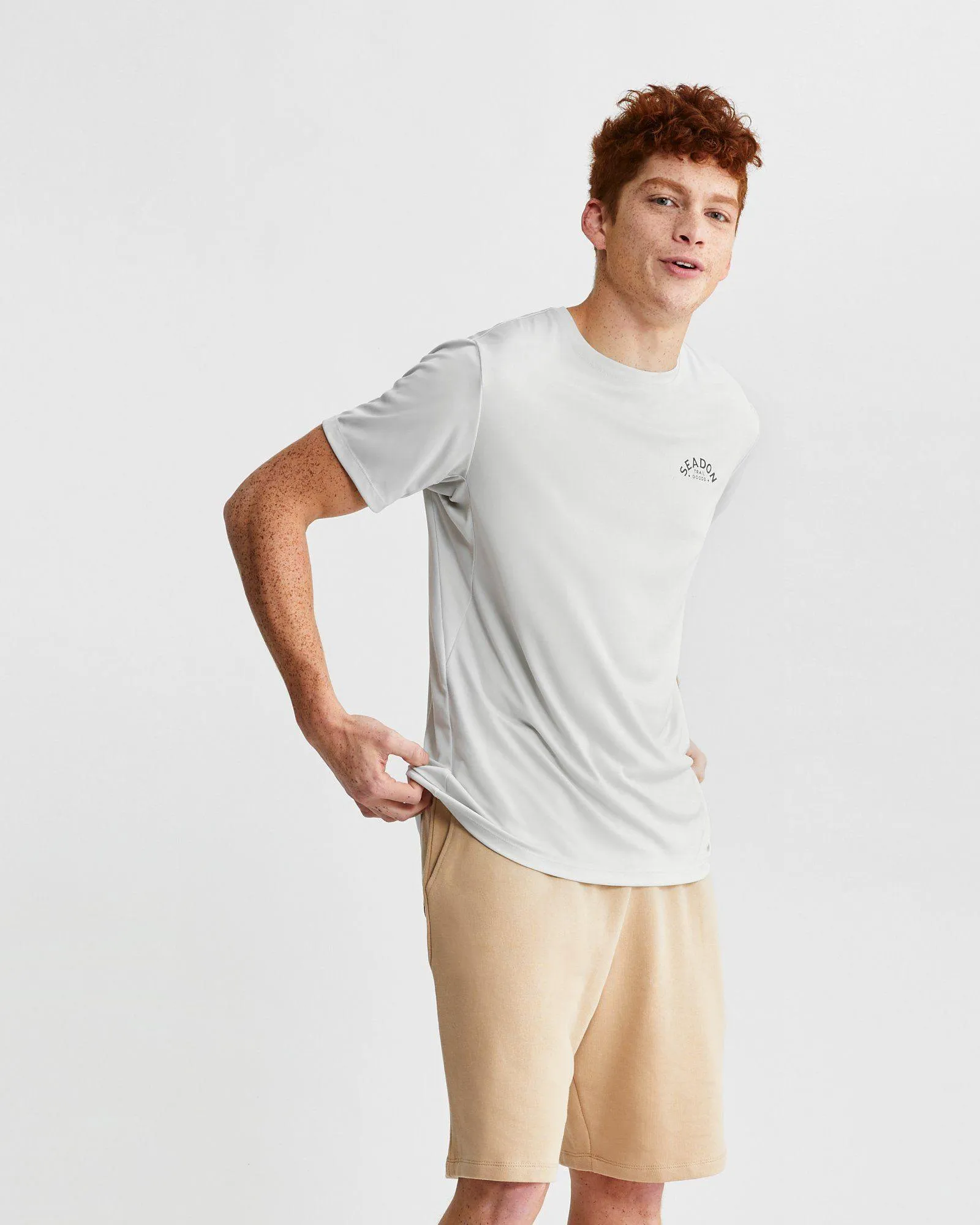 Round neck simplicity dry cleanable M's Trailblazer Tee- Sunrise