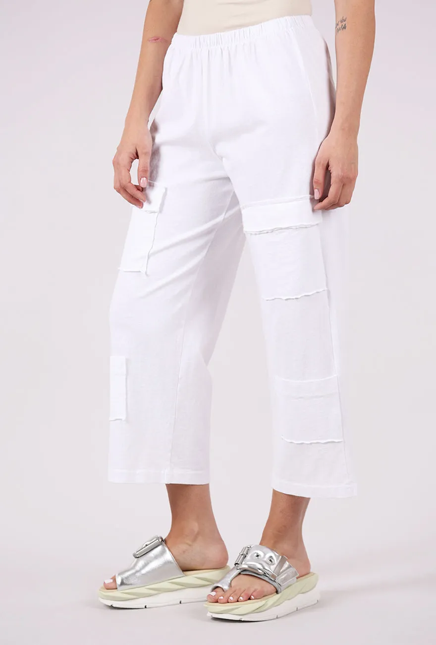 Multi Pocket Crop Pant, White Casual chic