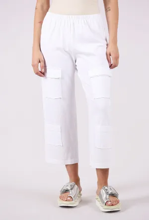 Multi Pocket Crop Pant, White Decorative stitching