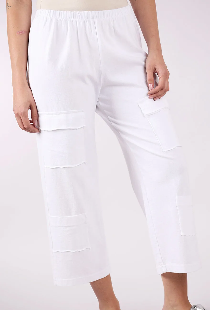 Multi Pocket Crop Pant, White Casual chic