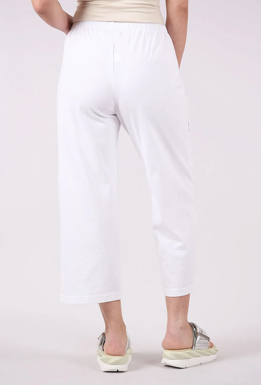 Multi Pocket Crop Pant, White Casual chic
