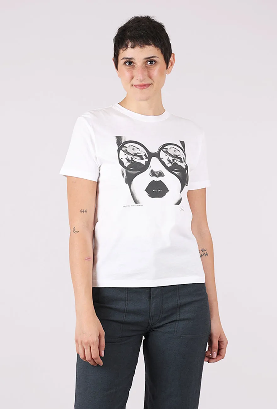 Mushie Tee, White/Flirting with Cowboys Picnic