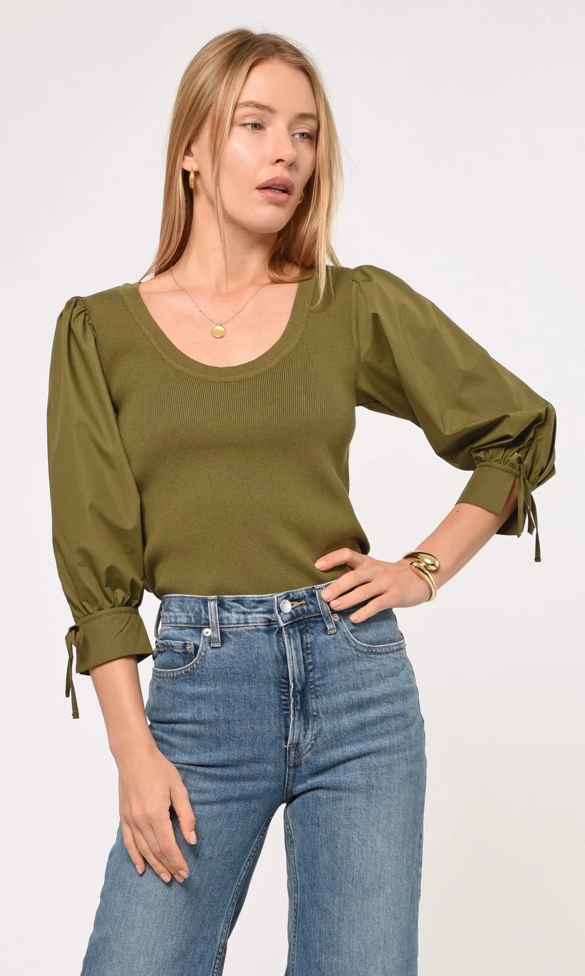 Naven Poplin Knit Mix Top soft fit