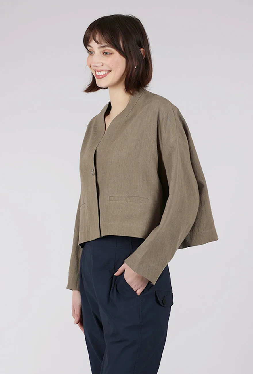 Neo rugby styles Collarless Cropped Blazer, Light Umber