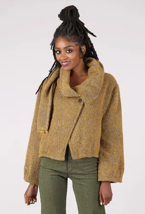 suitable for indoor activities hunting Scarf Collar Jacket, Dijon