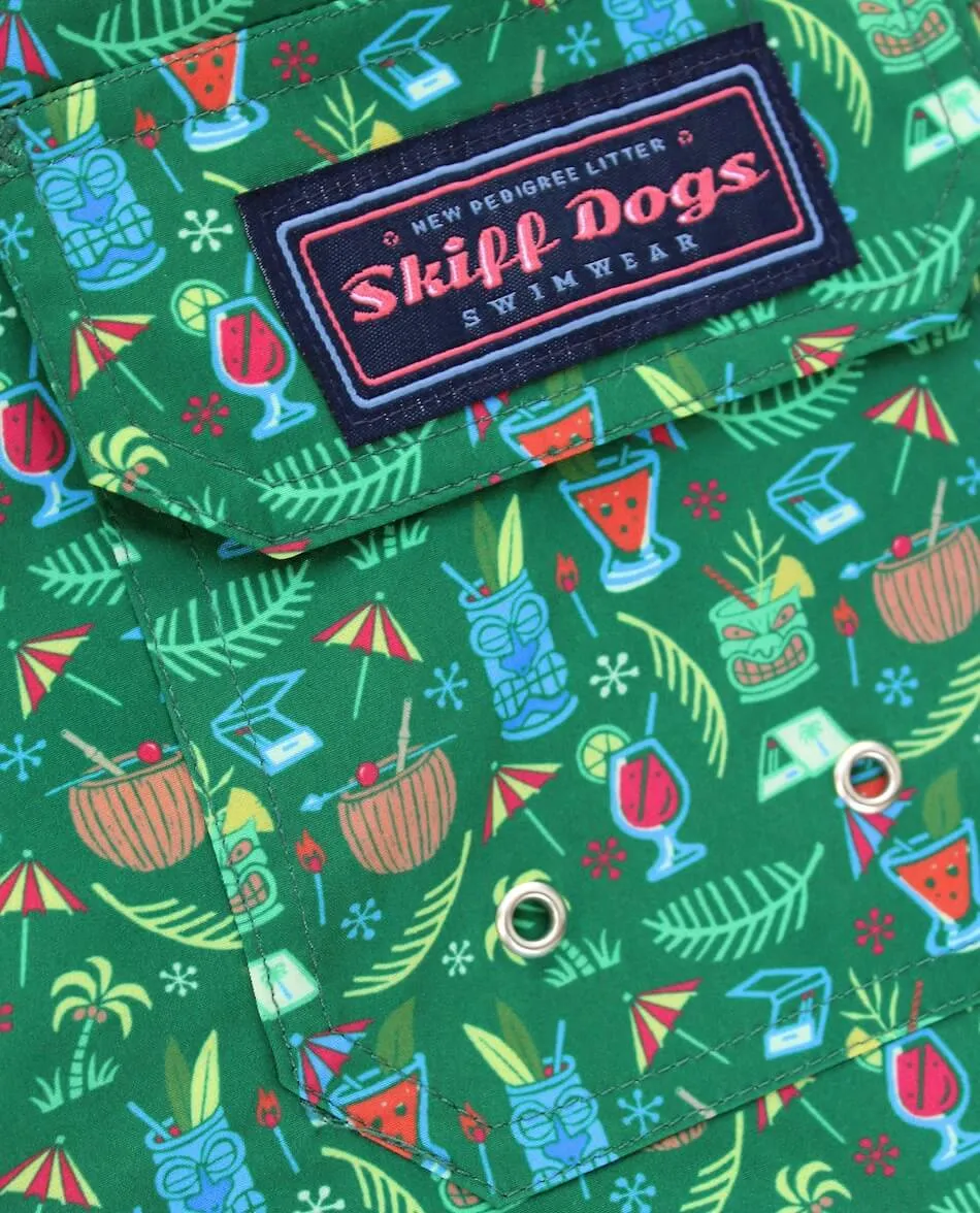 Neutral Color Tiki Happy Hour: Swim Trunks - Green (XL)