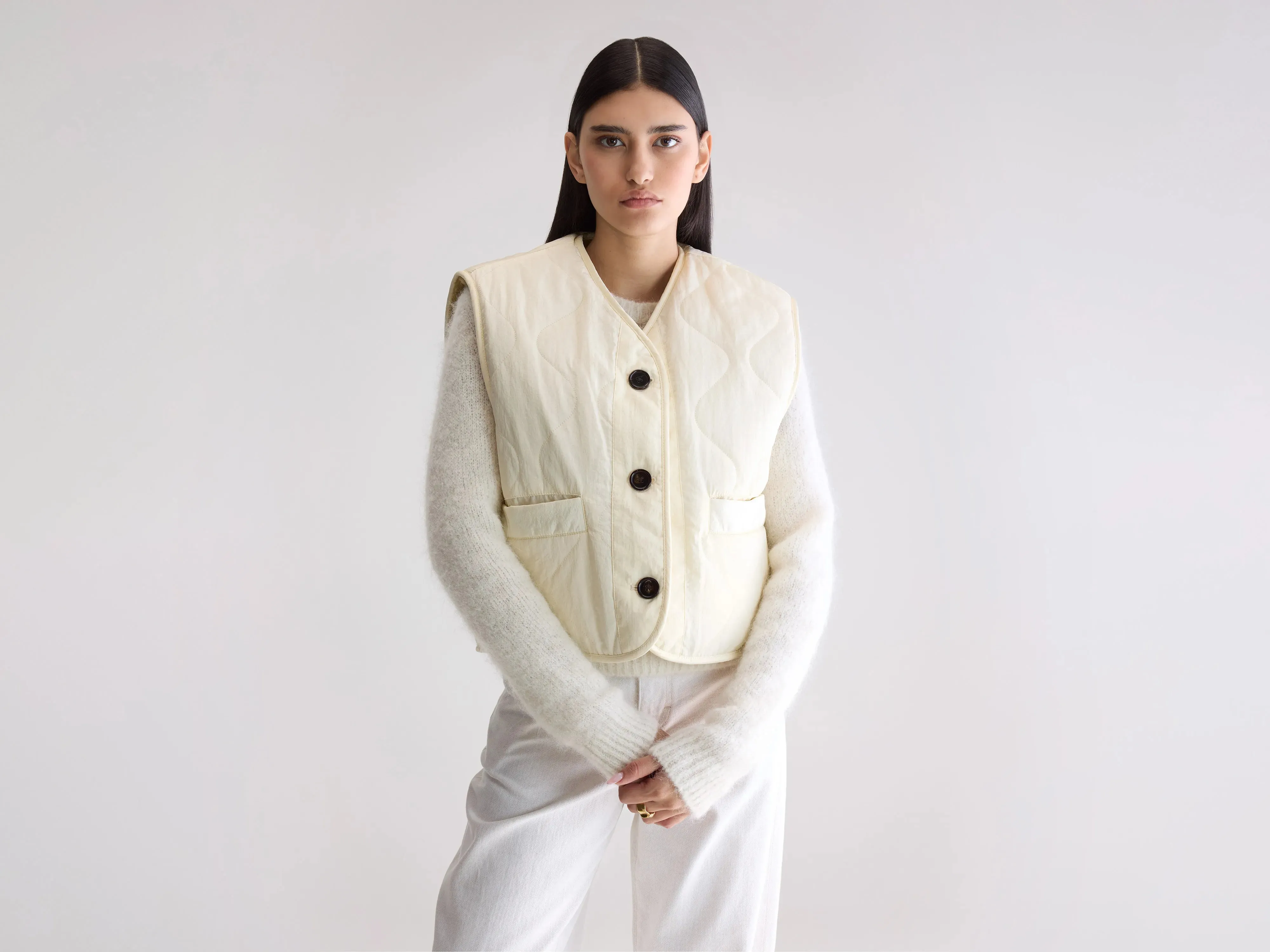 Chic Urban Autumn Wear Eloise sleeveless jacket (252 / W / BUTTER)