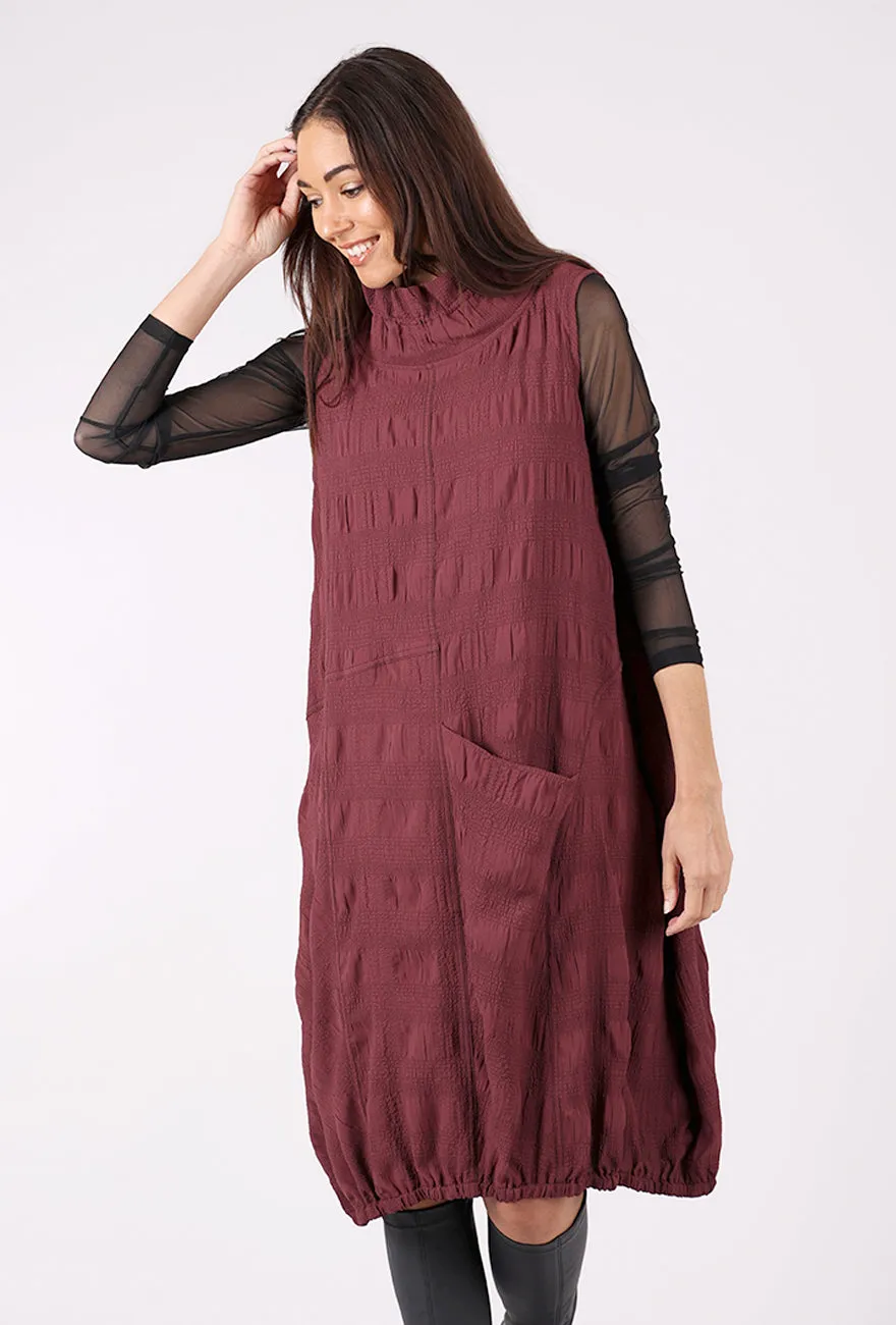Nice Attires Crinkle Crepe Dress, Burgundy
