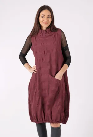 Crinkle Crepe Dress, Burgundy Scandi Clean