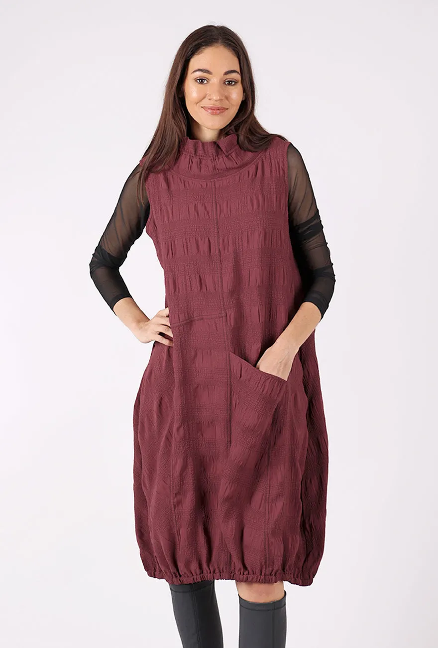 Crinkle Crepe Dress, Burgundy Scandi Clean