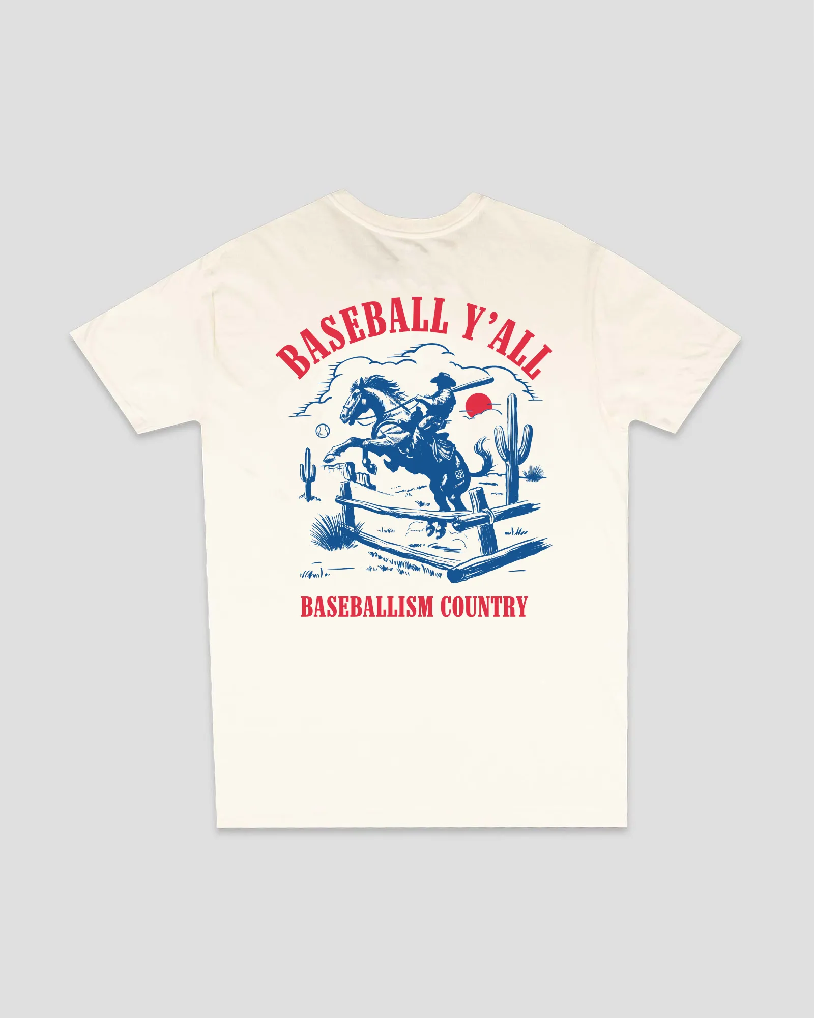 night - visible Baseball Y'all T-Shirt - Cream
