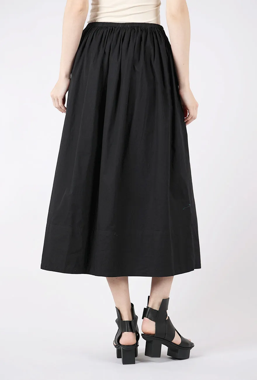 Noelle Poplin Maxi Skirt, Noir Sleek modern