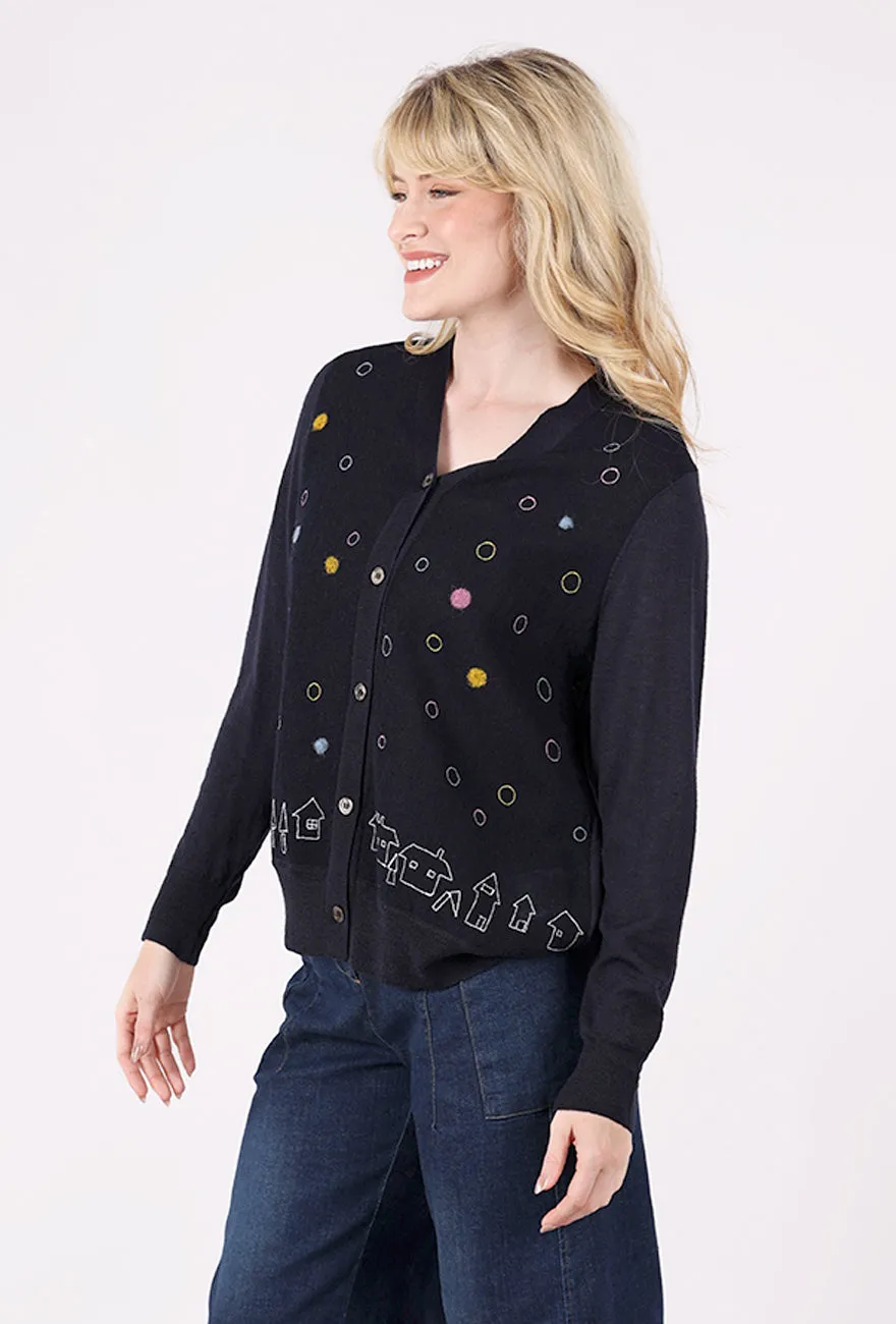 Norway Cardigan, Navy Bamboo Fiber