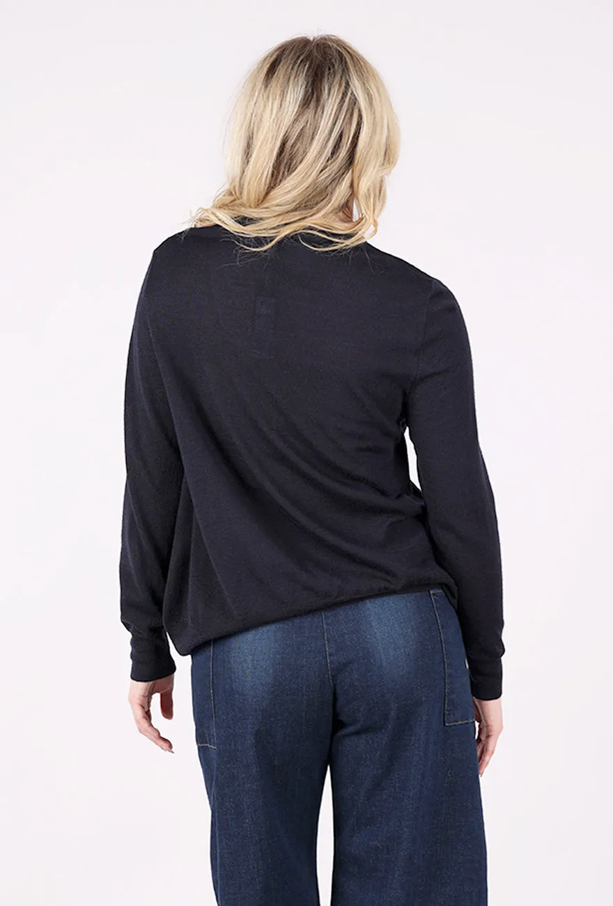 Norway Cardigan, Navy Bamboo Fiber
