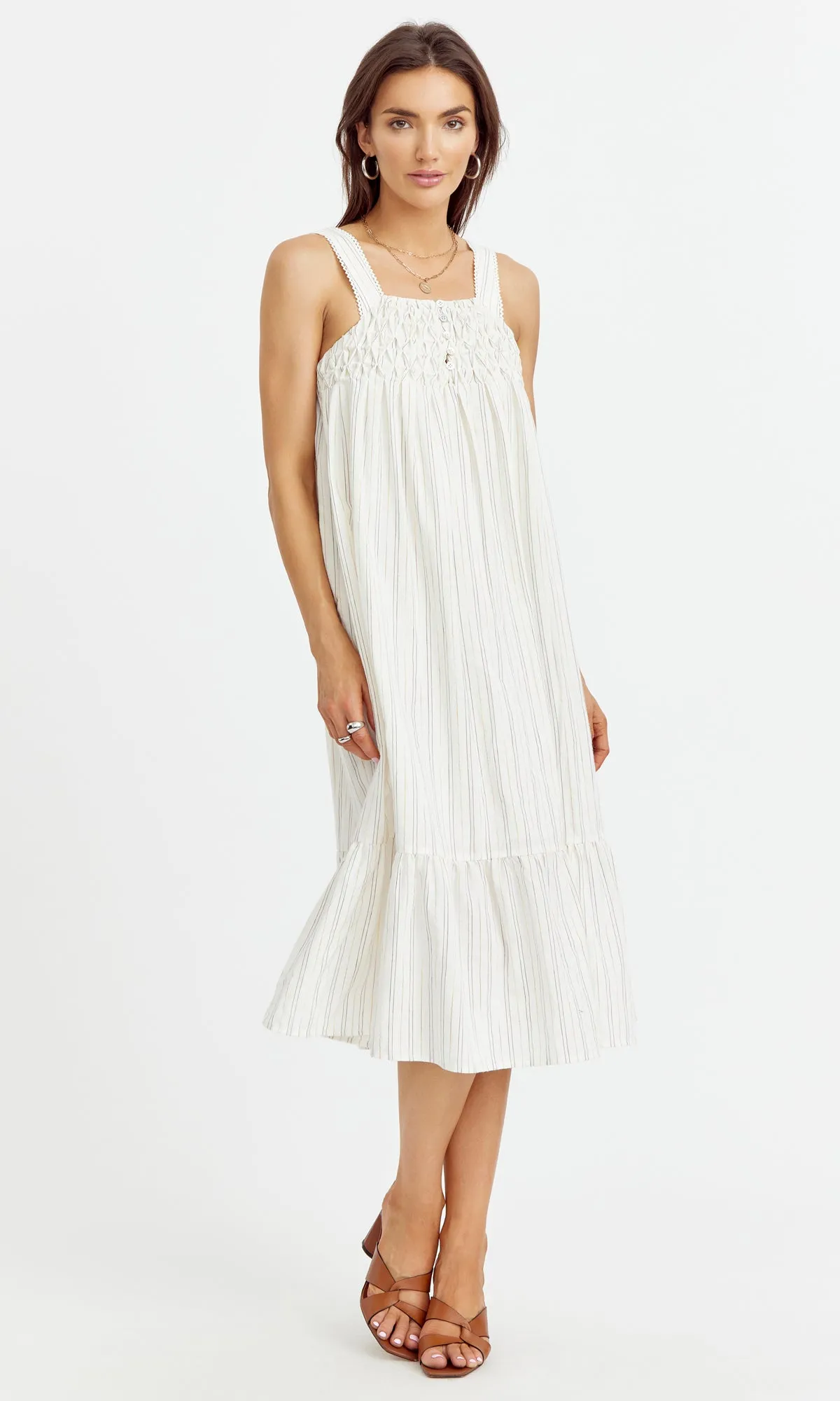 Noulla Smocked Tank Midi Dress Polished outfits