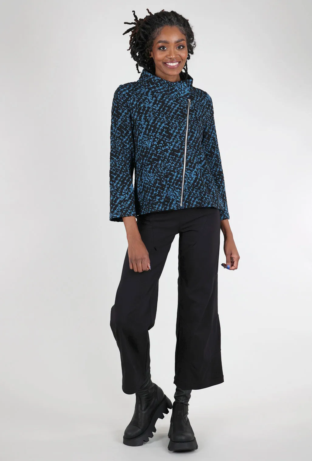 Nouveau Knit Asym Zip Jacket, Ocean Lightweight Packable