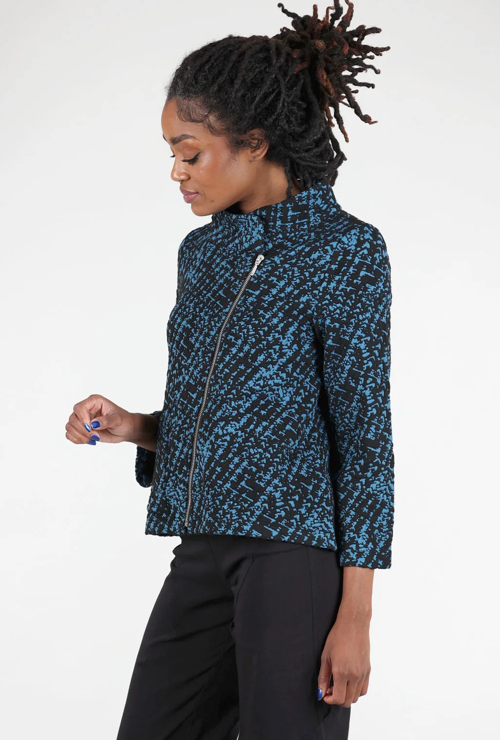 Nouveau Knit Asym Zip Jacket, Ocean Lightweight Packable