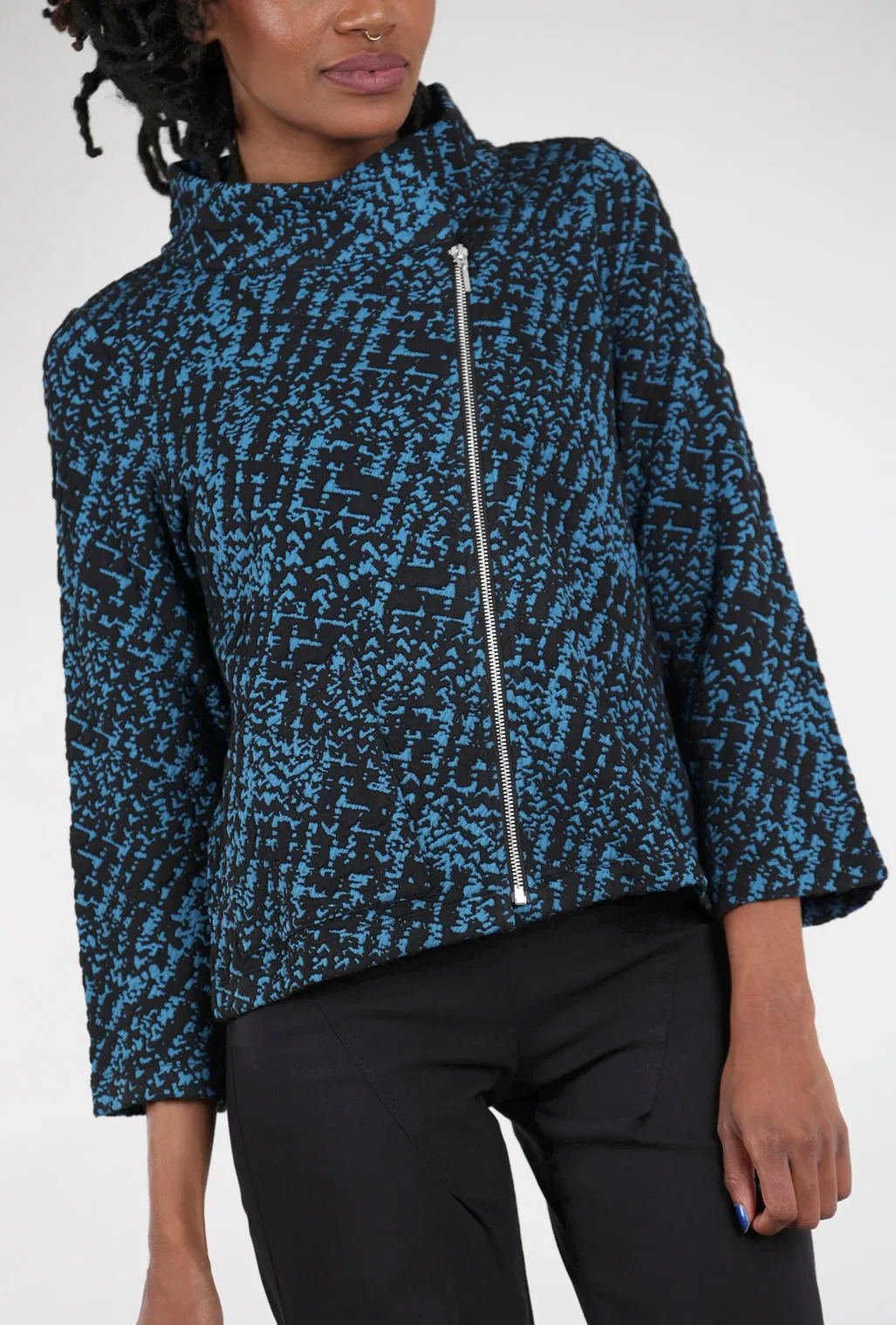 Nouveau Knit Asym Zip Jacket, Ocean Lightweight Packable
