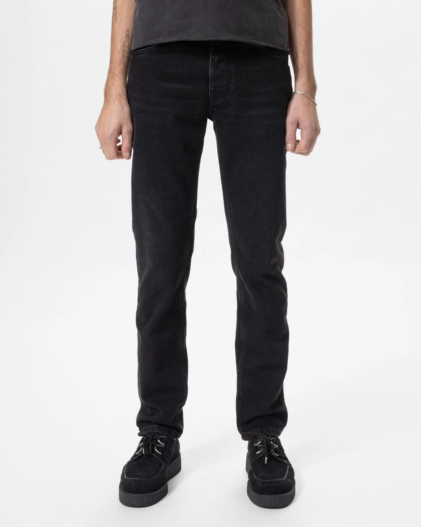 Nudie Solid Ollie Slim Fit Mens Jeans - Black Steel | Nudie Jeans Jeans | JEANSTORE