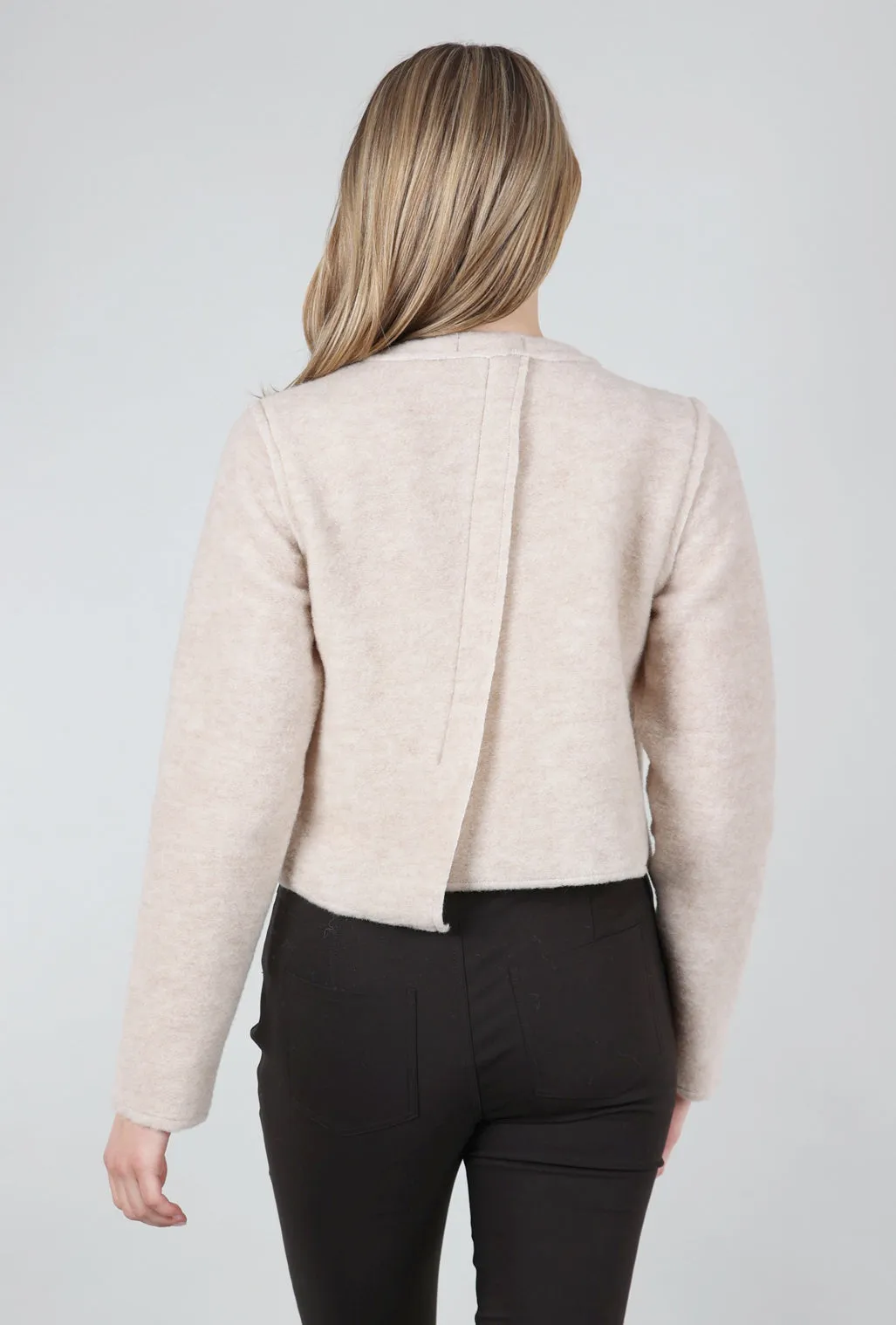 Odor Resistant Boiled Wool Crop Asym Jacket, Moonbeam