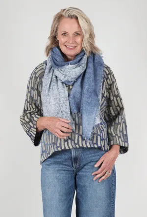 Stylish Drape Weekend Look Spray Art Felted Cashmere Scarf, Jeans