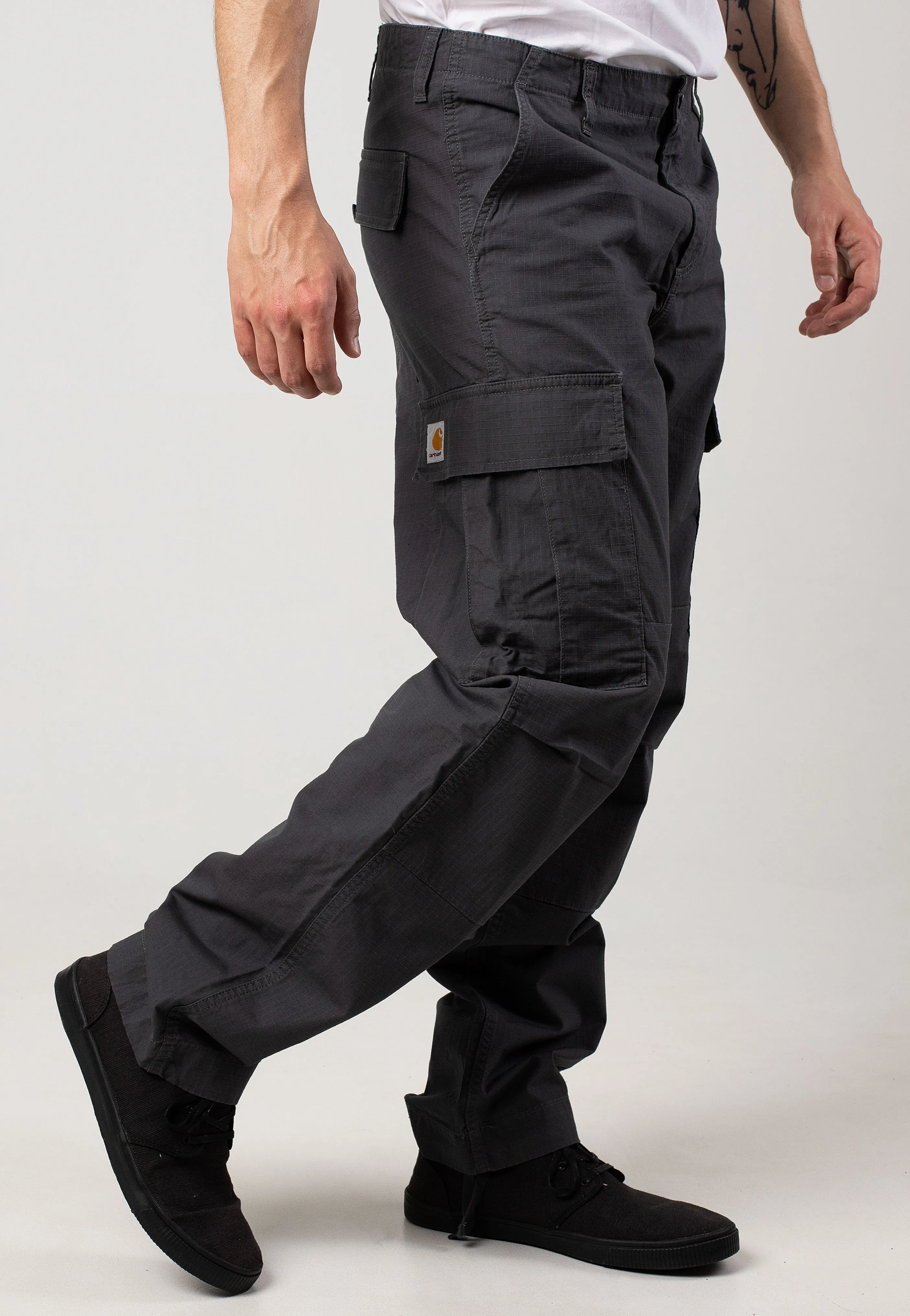 Office Wear Carhartt WIP - Regular Cargo Rinsed Graphite - Pants