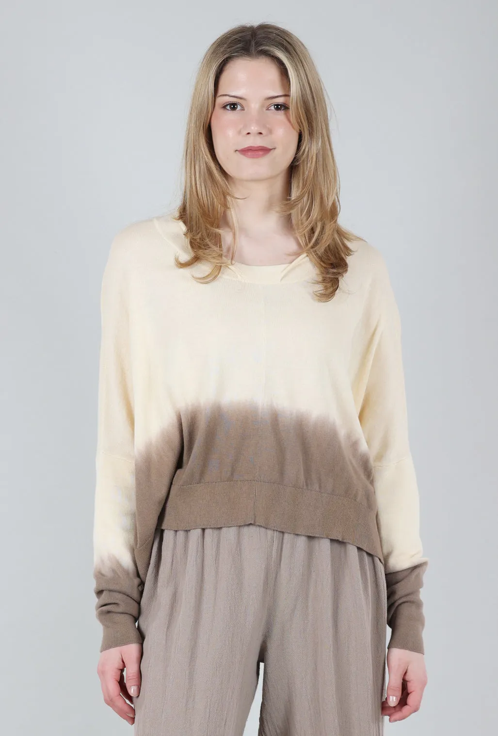 Ombre Crop Sweater, Butter/Fawn Office wear knit casual knitwear